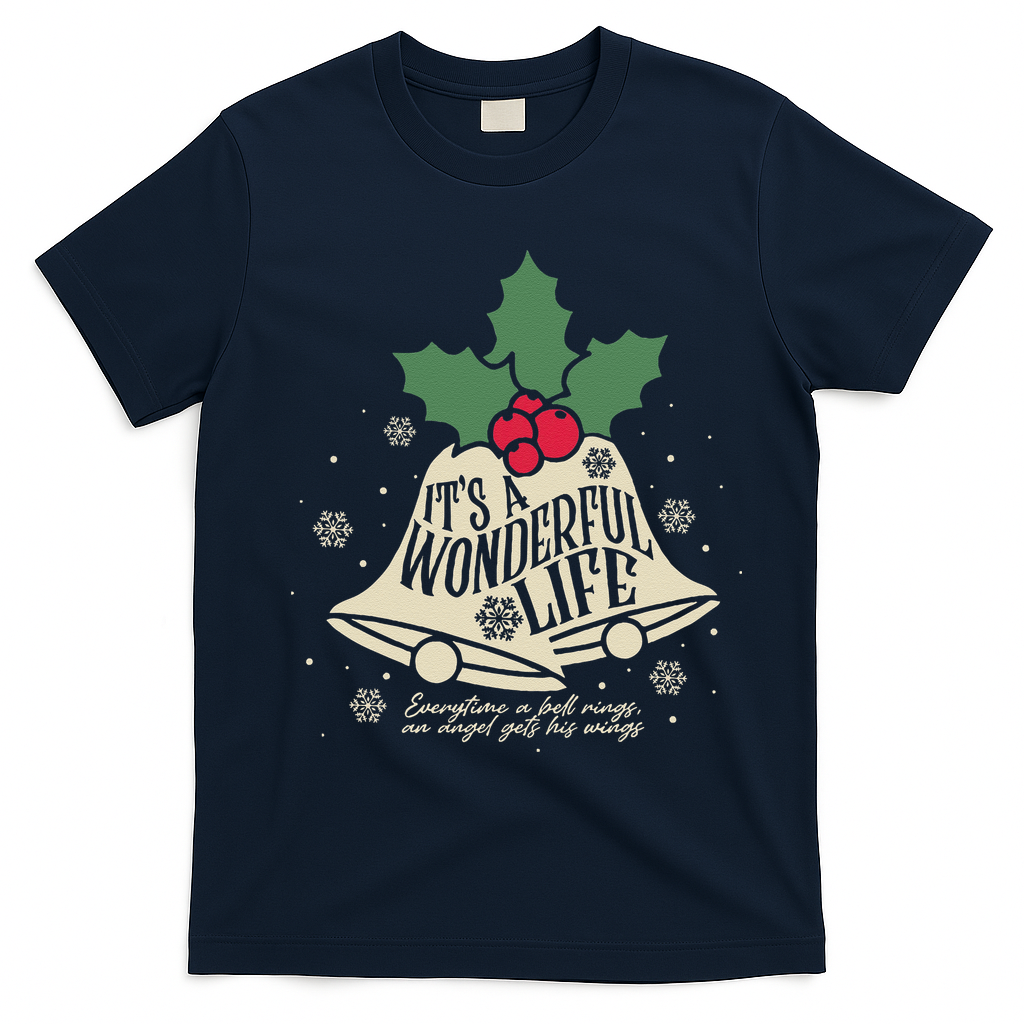 ItS A Wonderful Life Everytime A Bell Rings Christmas Movie Gift T-Shirt - Navy Blue