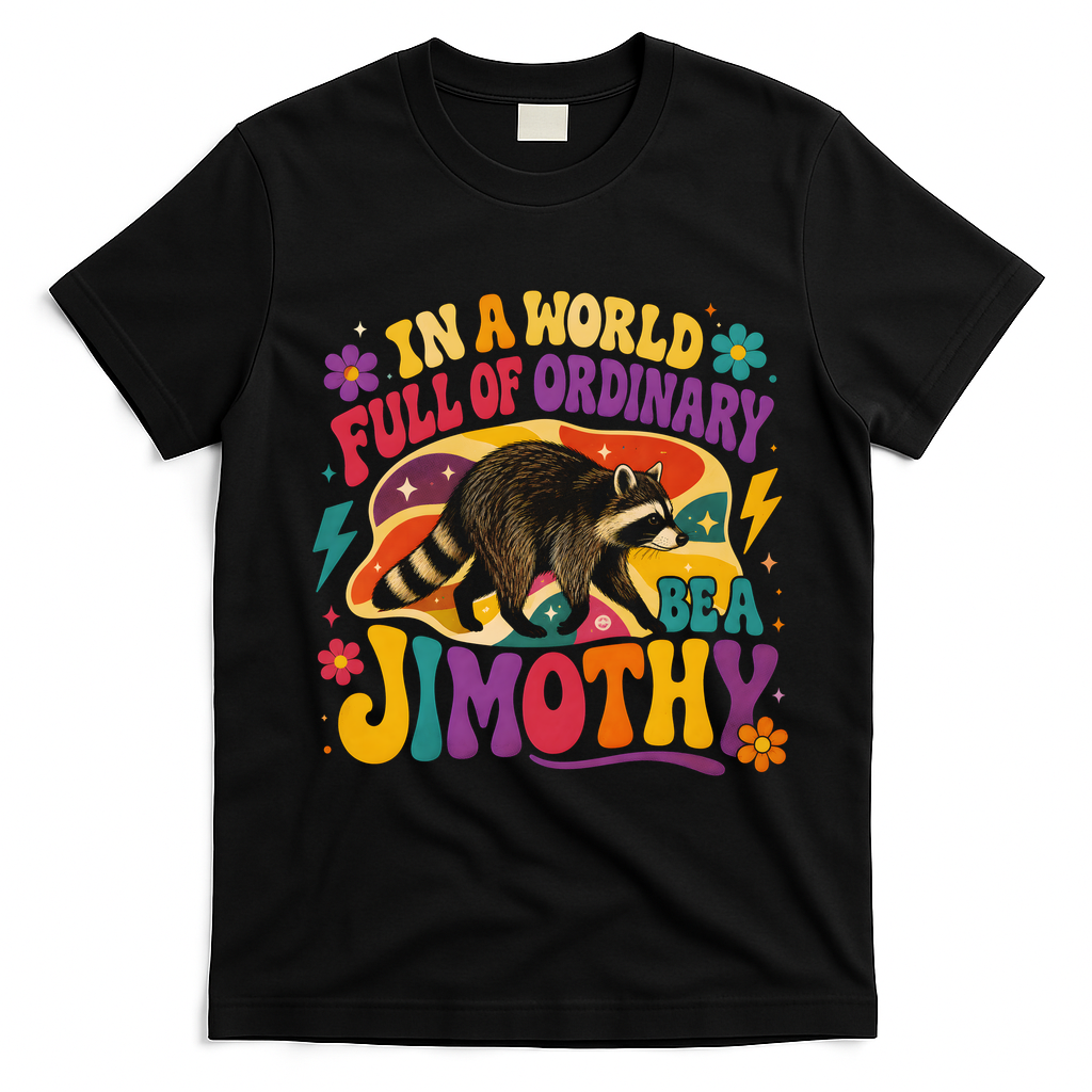In A World Full Of Ordinary Bea Jimothy Raccoon T-Shirt - Black
