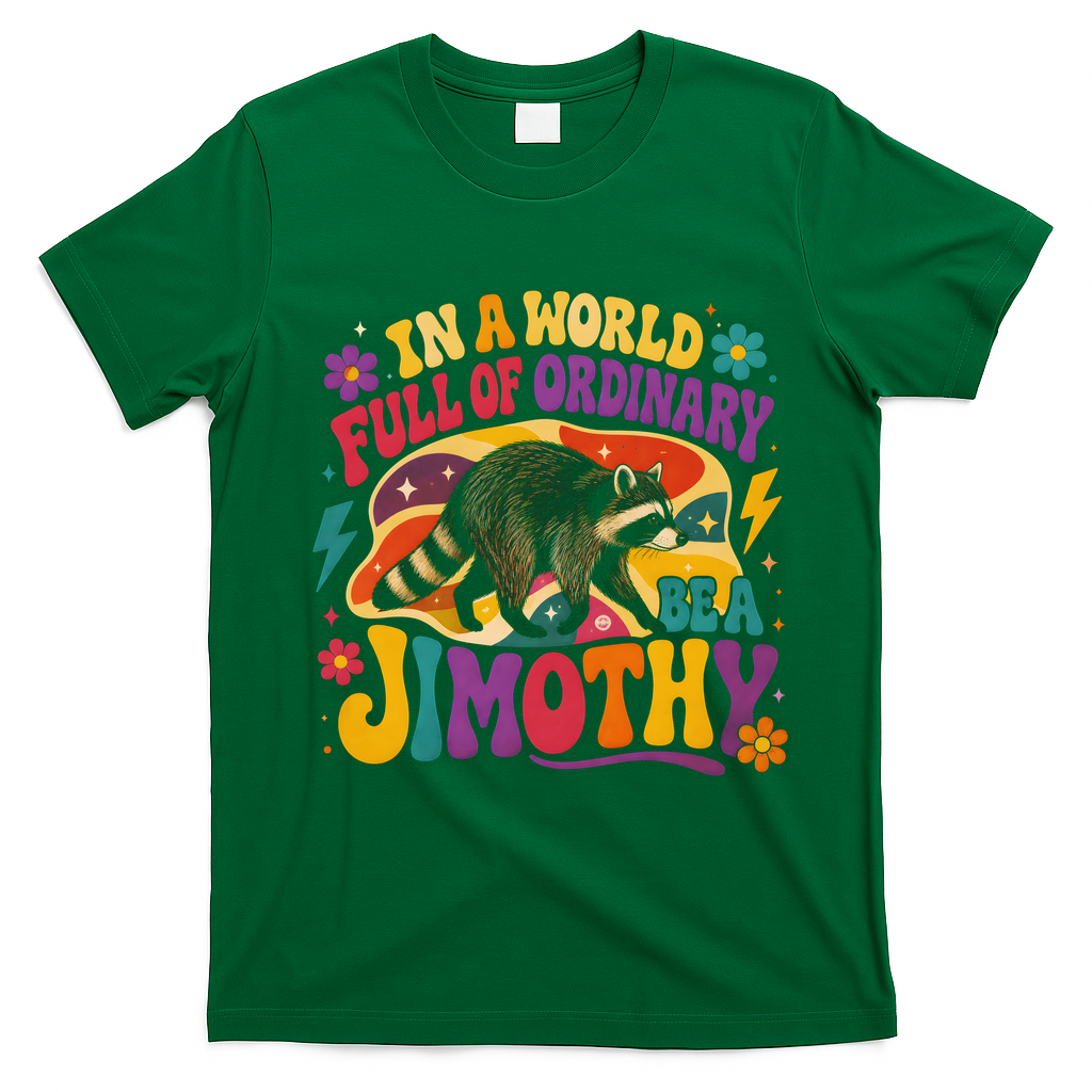 In A World Full Of Ordinary Bea Jimothy Raccoon T-Shirt - Irish Green