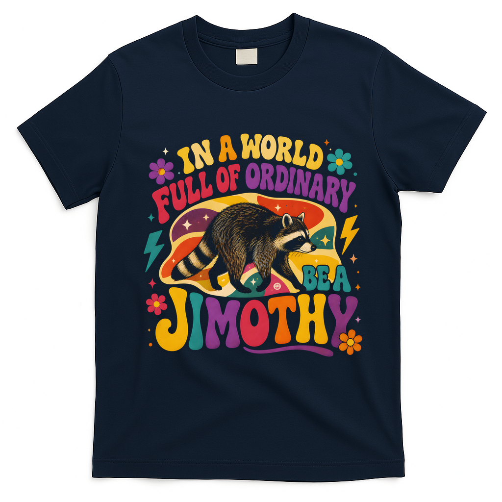 In A World Full Of Ordinary Bea Jimothy Raccoon T-Shirt - Navy Blue
