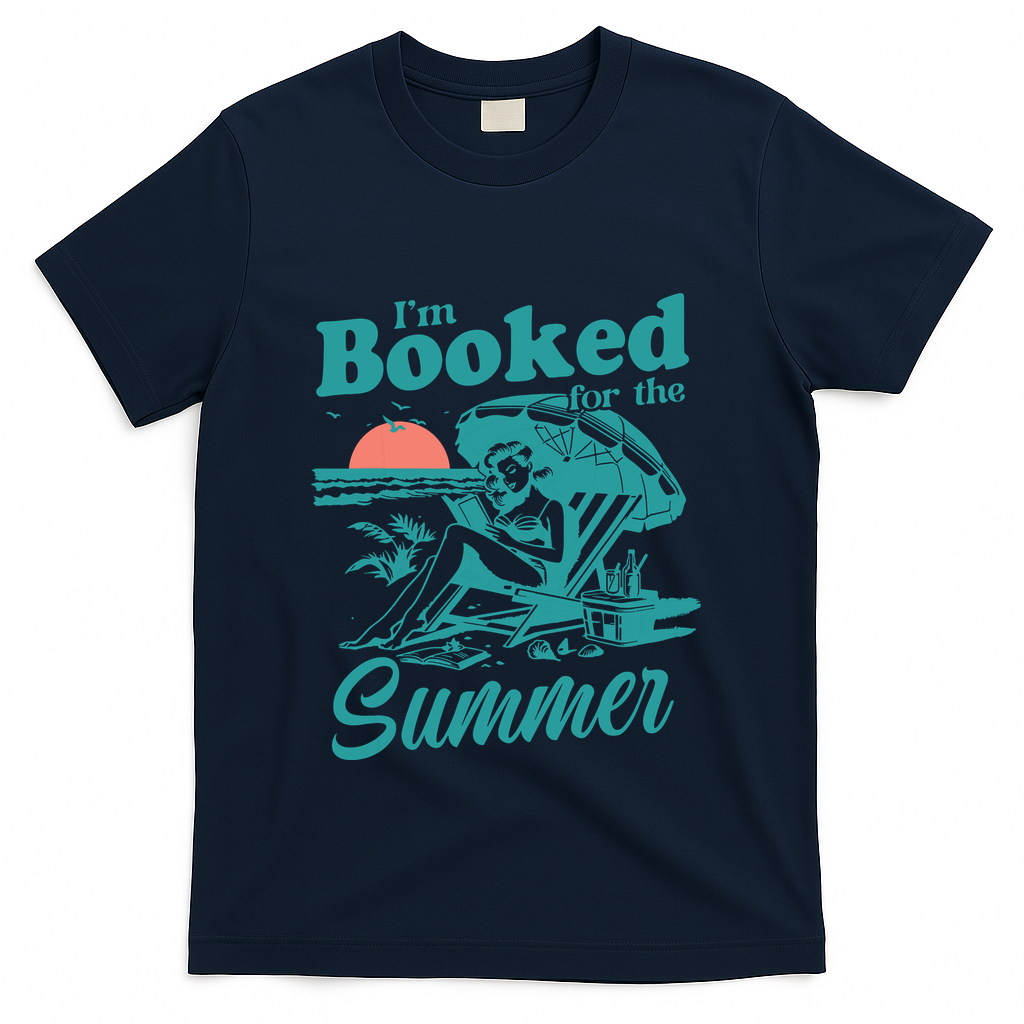 Im Booked For The Summer Book Girl Summer Coquette T-Shirt - Navy