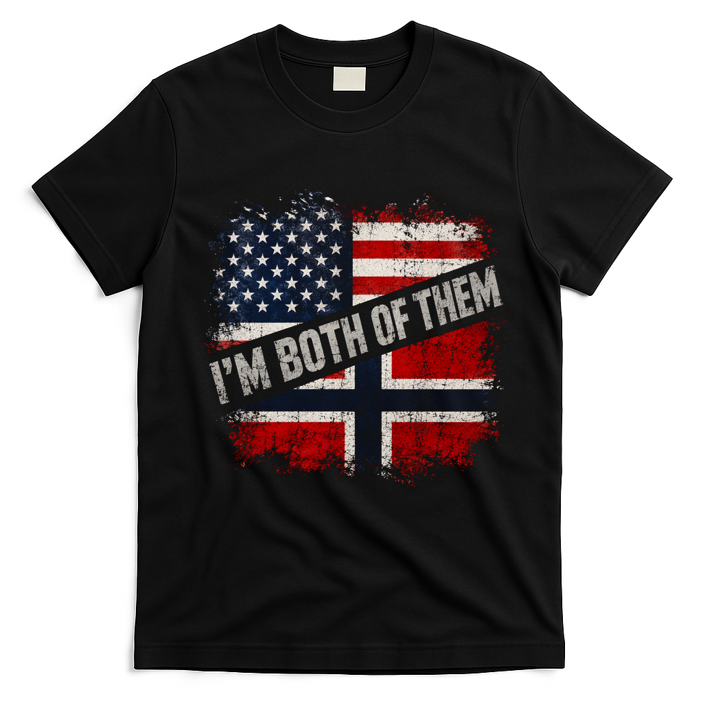 I'm Both Of Them American Norwegian T-Shirt - Black