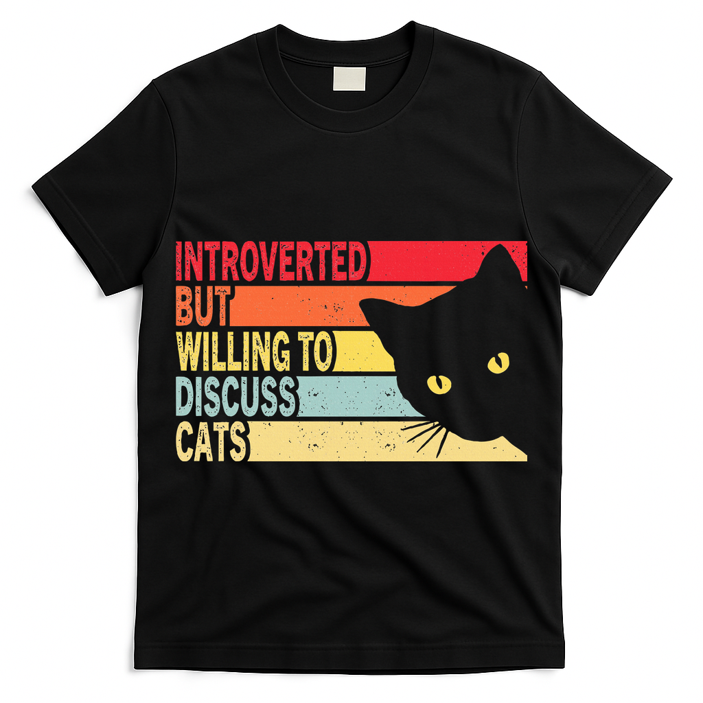 Introverted But Willing To Discuss Cats Vintage Cat Lover T-Shirt