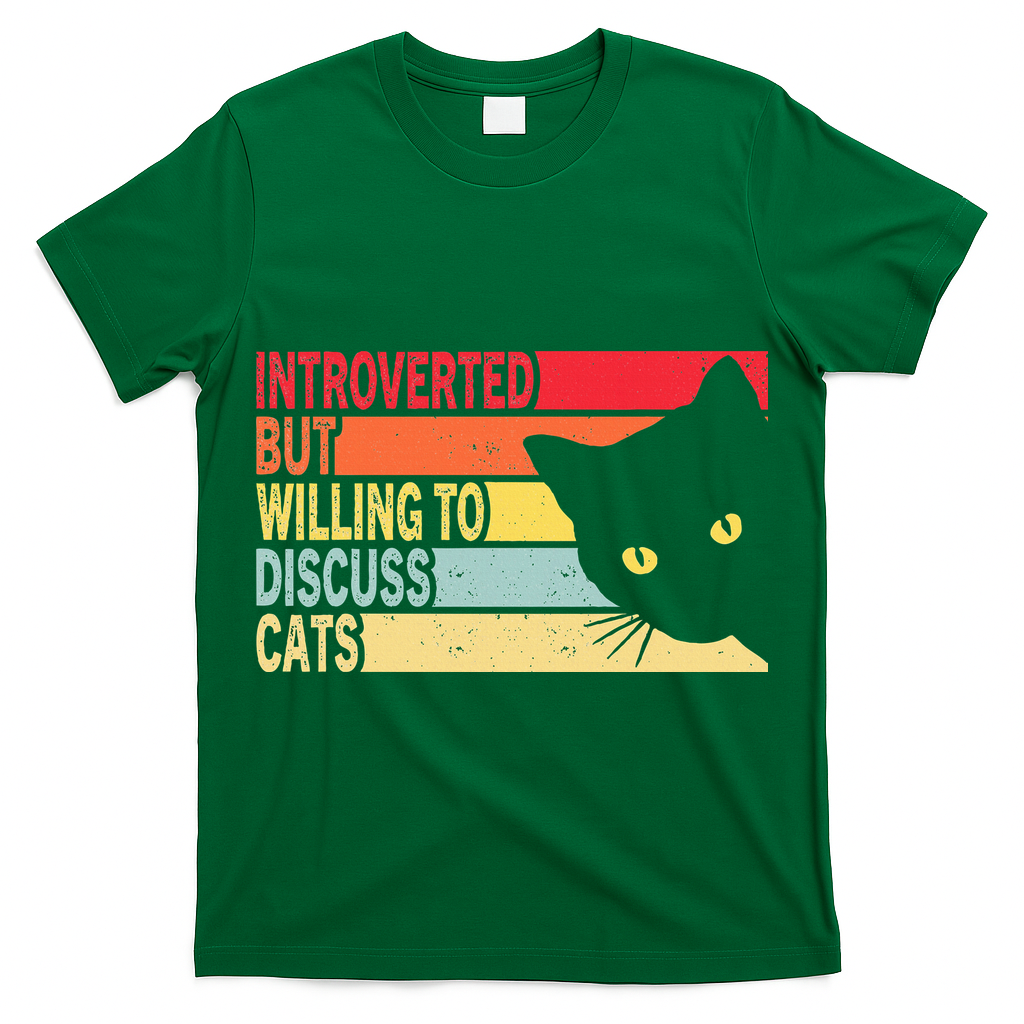 Introverted But Willing To Discuss Cats Vintage Cat Lover T-Shirt
