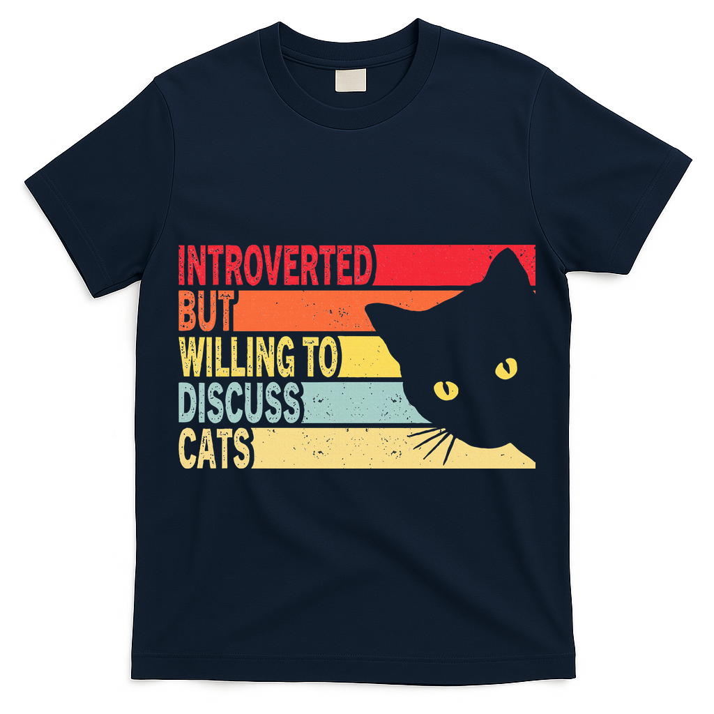 Introverted But Willing To Discuss Cats Vintage Cat Lover T-Shirt