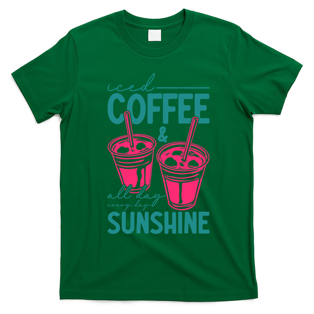 Iced Coffee All Day Sunshine Summer Beach T-Shirt - Irish Green