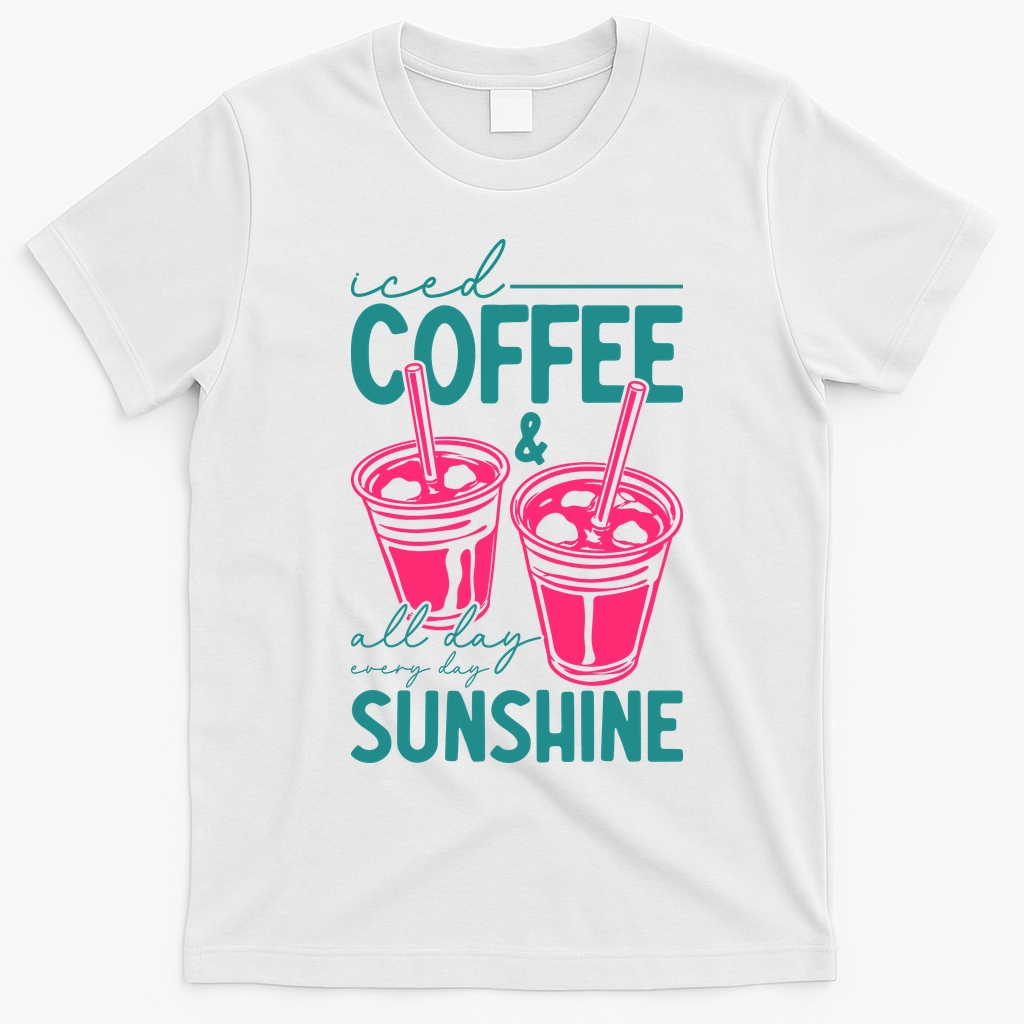 Iced Coffee All Day Sunshine Summer Beach T-Shirt - White