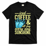 Iced Coffee And Sunshine Summer Vibes T-Shirt - Black