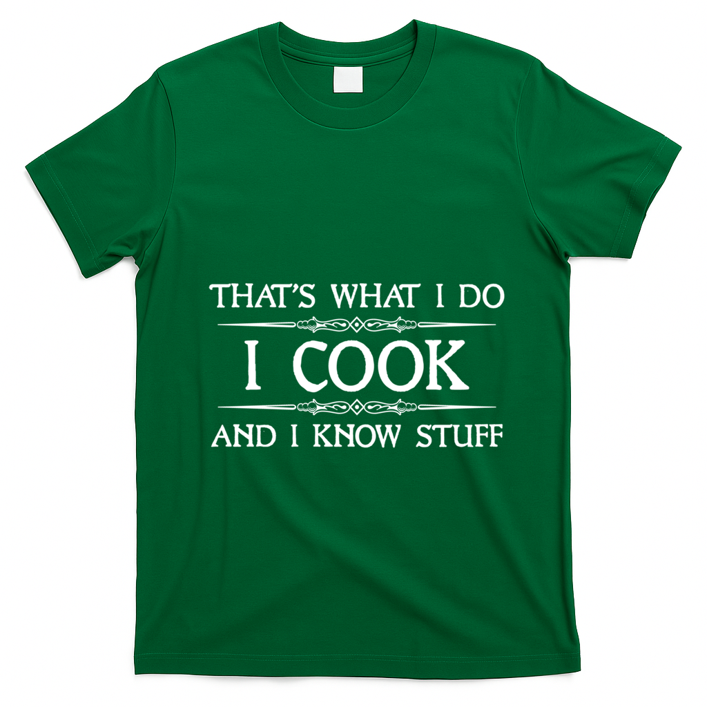 I Cook And I Know Stuff Funny Chef Gift T-Shirt - Irish Green