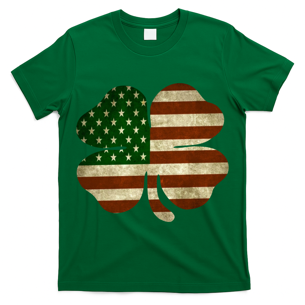 Vintage Clover Irish American Flag T-Shirt
