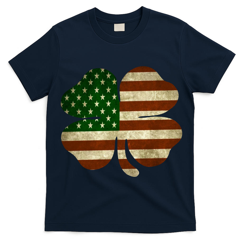 Vintage Clover Irish American Flag T-Shirt