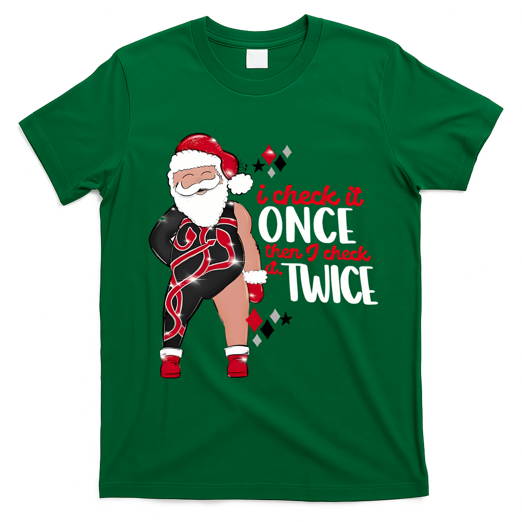 I Check It Once Then I Check It Twice Santa 1989 Christmas Sweatshirt T-Shirt - Irish Green