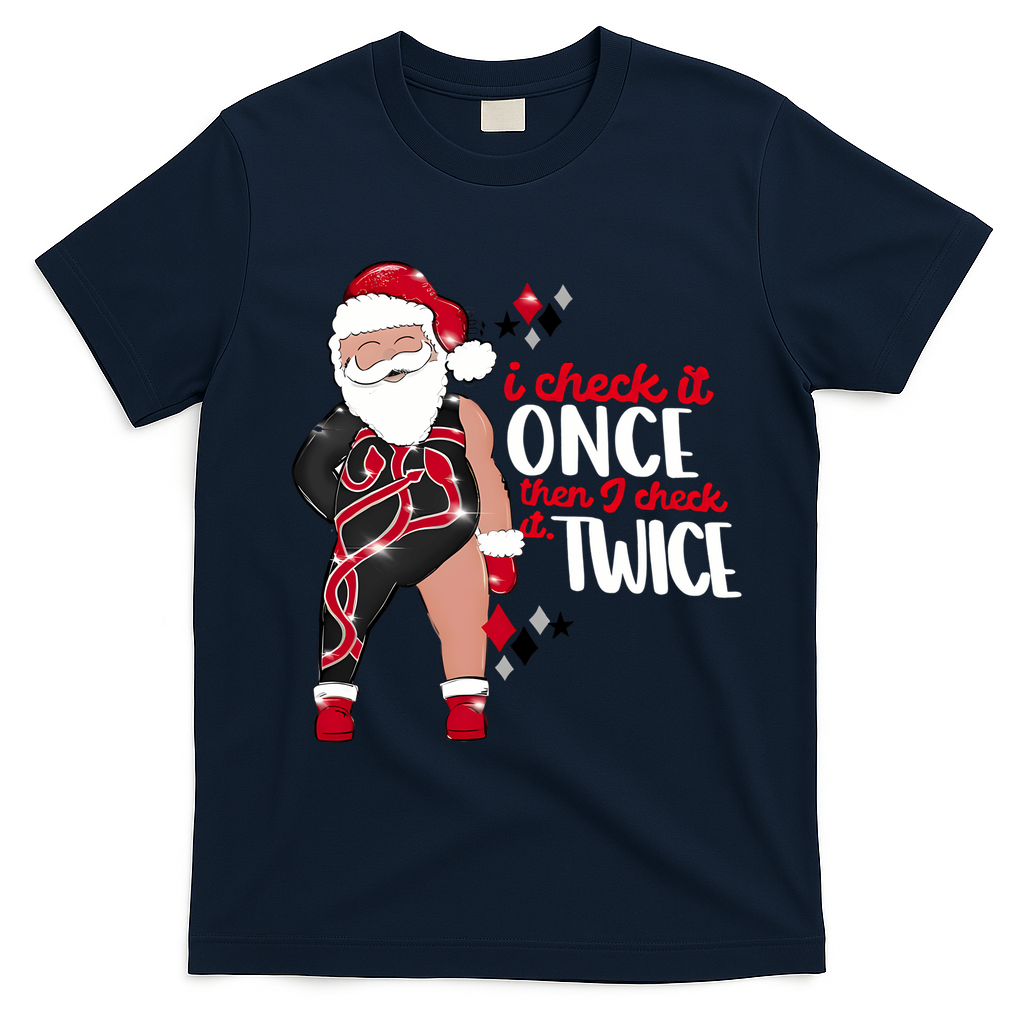 I Check It Once Then I Check It Twice Santa 1989 Christmas Sweatshirt T-Shirt - Navy Blue