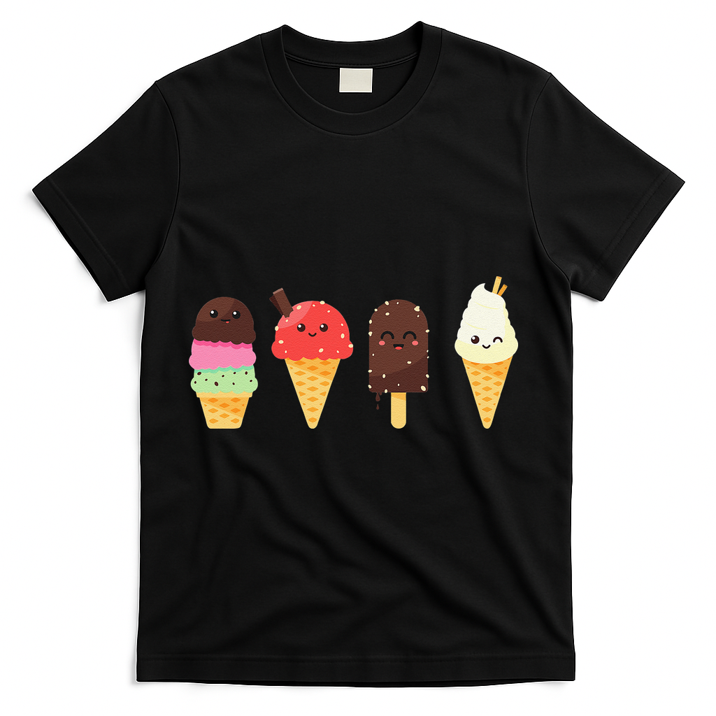 Ice Cream Lovers For Summer T-Shirt - Black