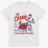 If Crabby Please Return To The Beach Funny Crab Summer T-Shirt - White