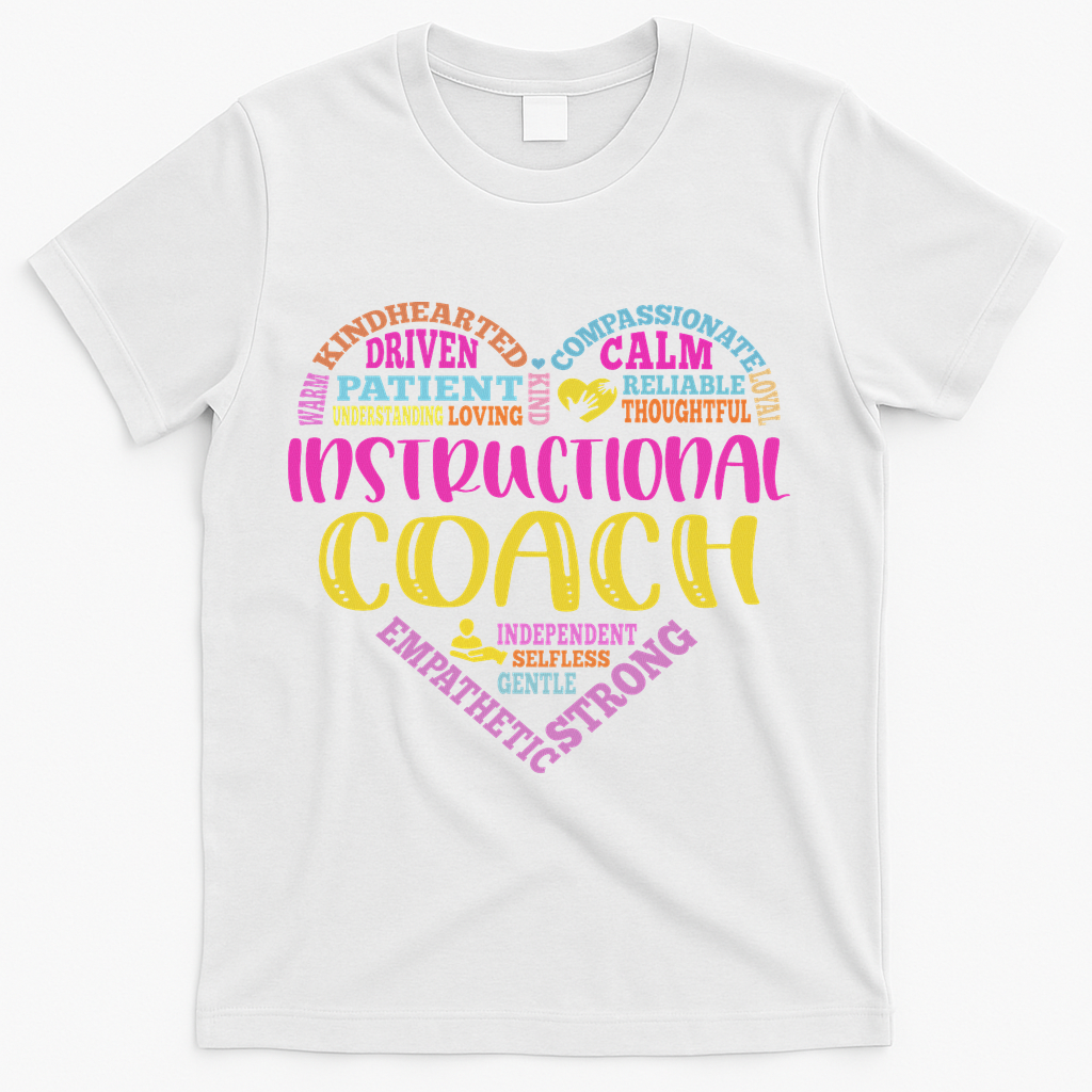 Instructional Coach Rainbow Heart Instructional Coach Gifts T-Shirt - White