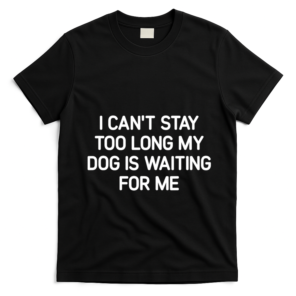 I CanT Stay Too Long My Dog Is Waiting For Me Funny Jokes T-Shirt - Black