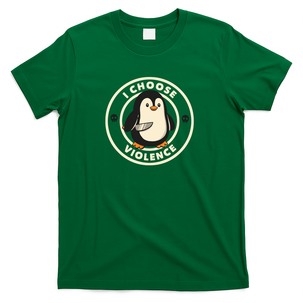 I Choose Violence Funny Penguin by Tobe Fonseca - Green