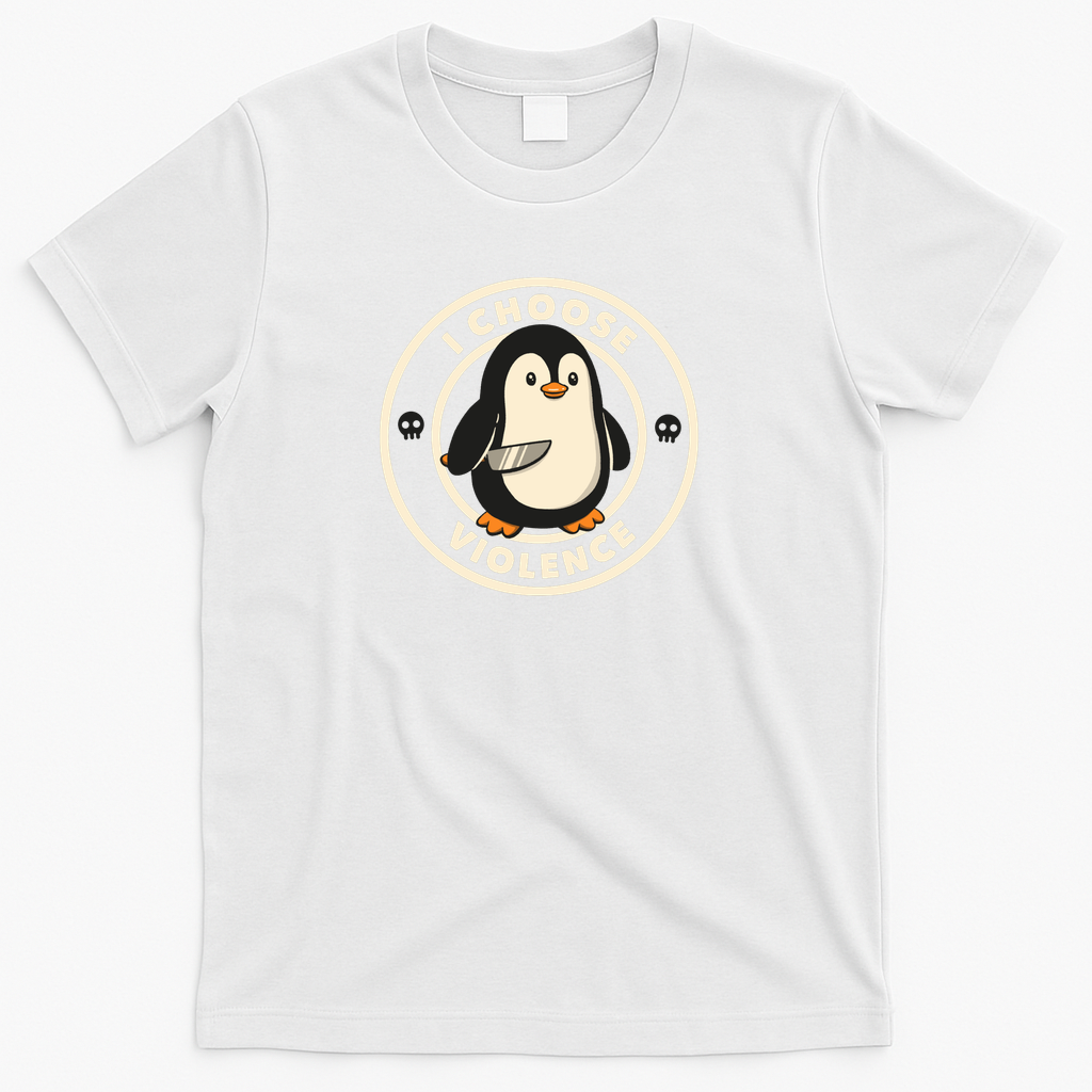 I Choose Violence Funny Penguin by Tobe Fonseca - White