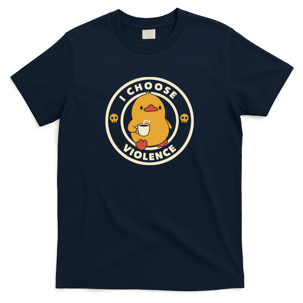 I Choose Violence Funny Duck Coffee by Tobe Fonseca - Navy