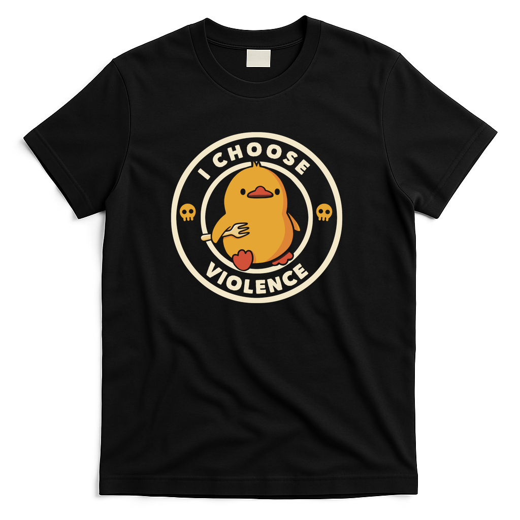 I Choose Violence Funny Duck Fork by Tobe Fonseca - Black