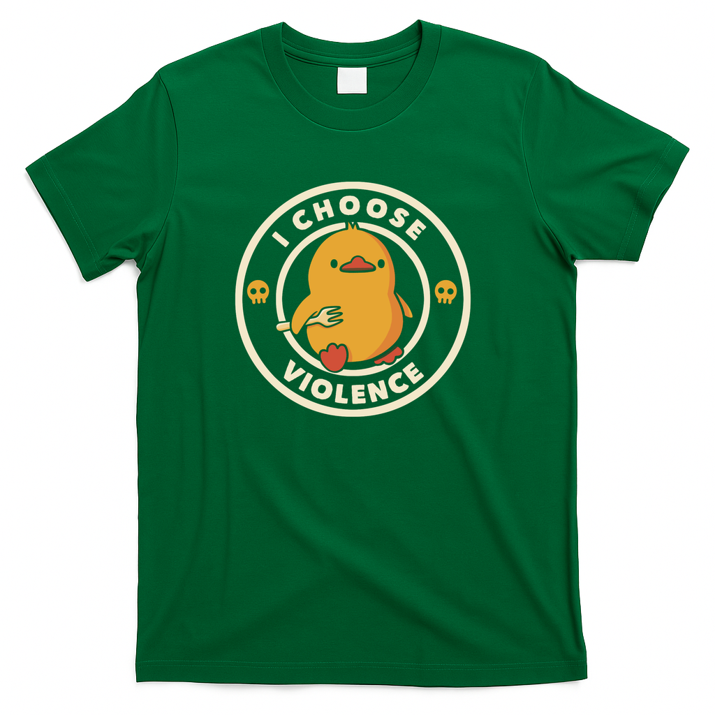 I Choose Violence Funny Duck Fork by Tobe Fonseca - Green