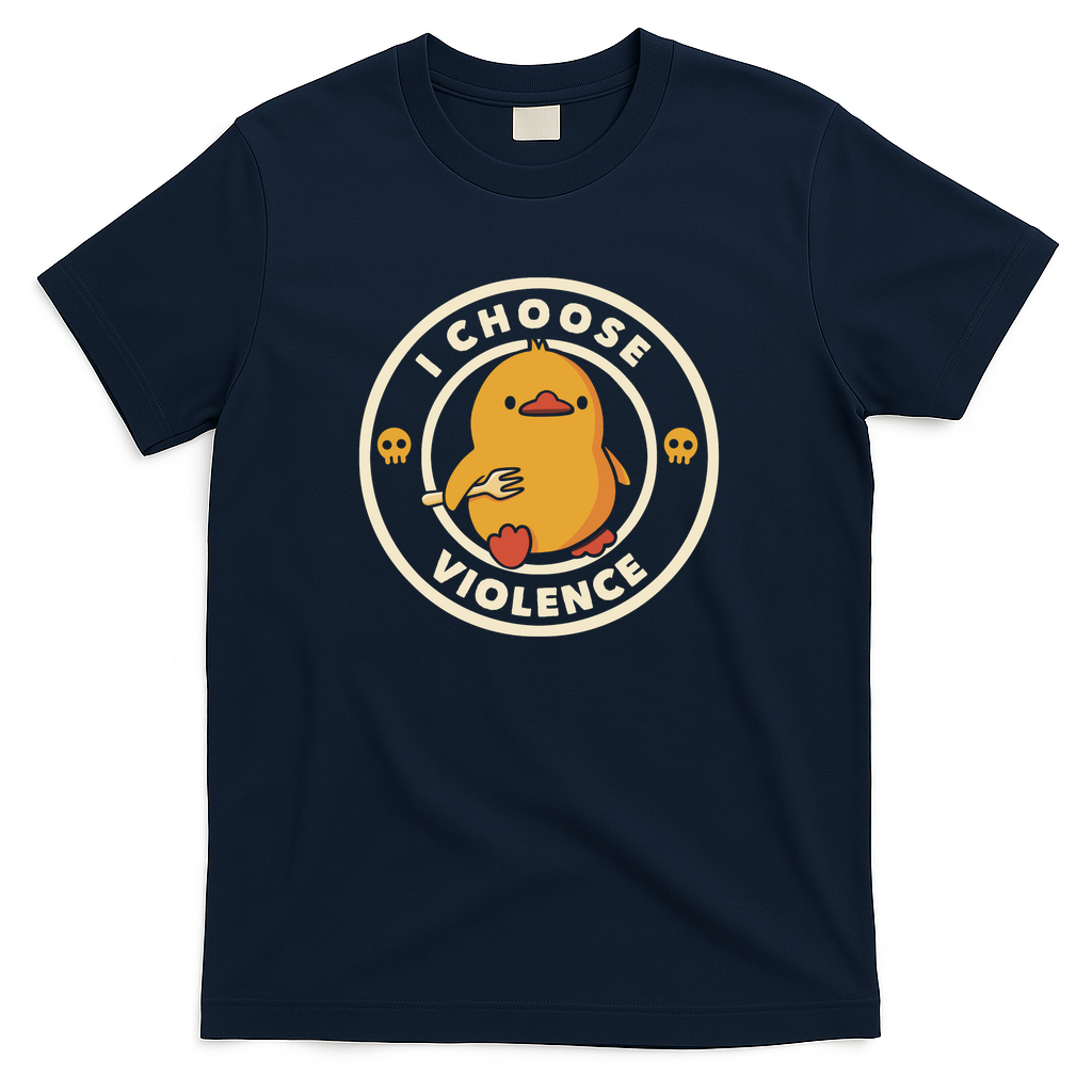 I Choose Violence Funny Duck Fork by Tobe Fonseca - Navy