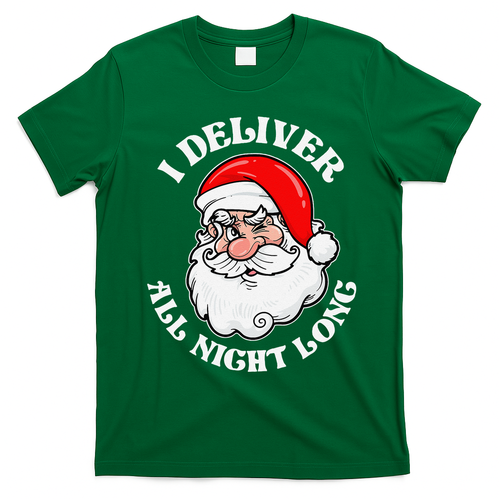 I Deliver All Night Long Naughty Christmas Dirty Xmas Santa T-Shirt - Irish Green