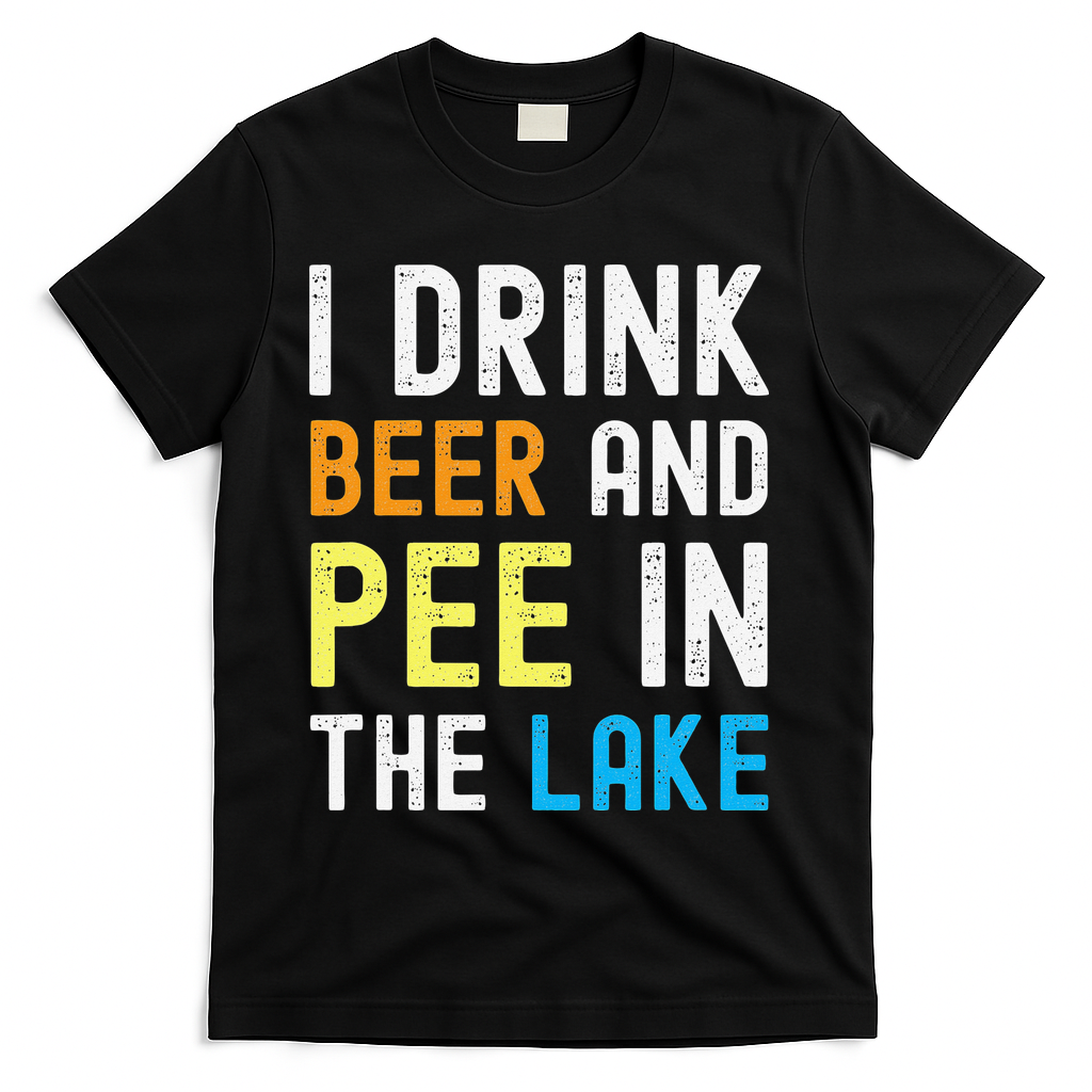 I Drink Beer I Pee In The Lake Funny Summer Vacation T-Shirt - Black