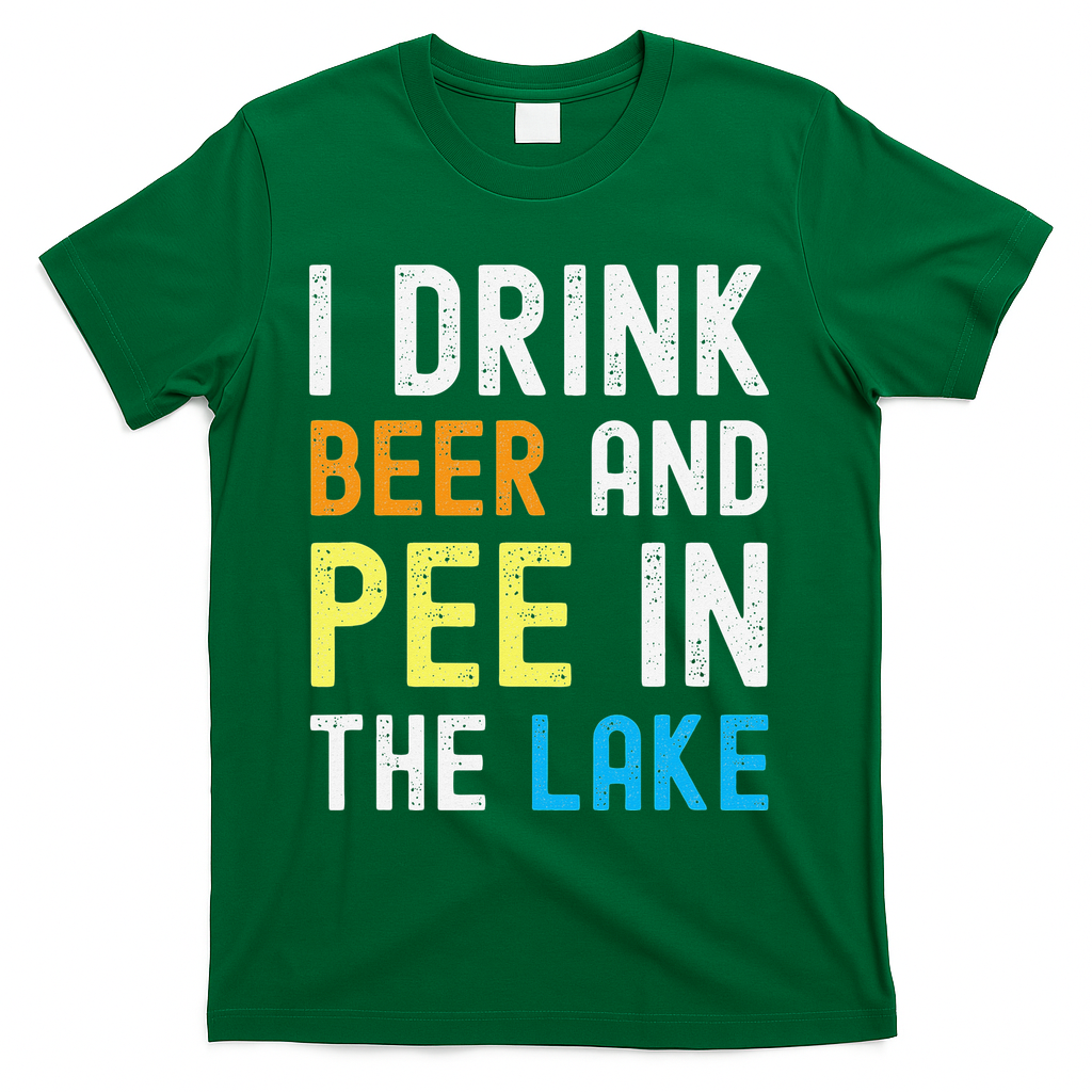 I Drink Beer I Pee In The Lake Funny Summer Vacation T-Shirt - Green