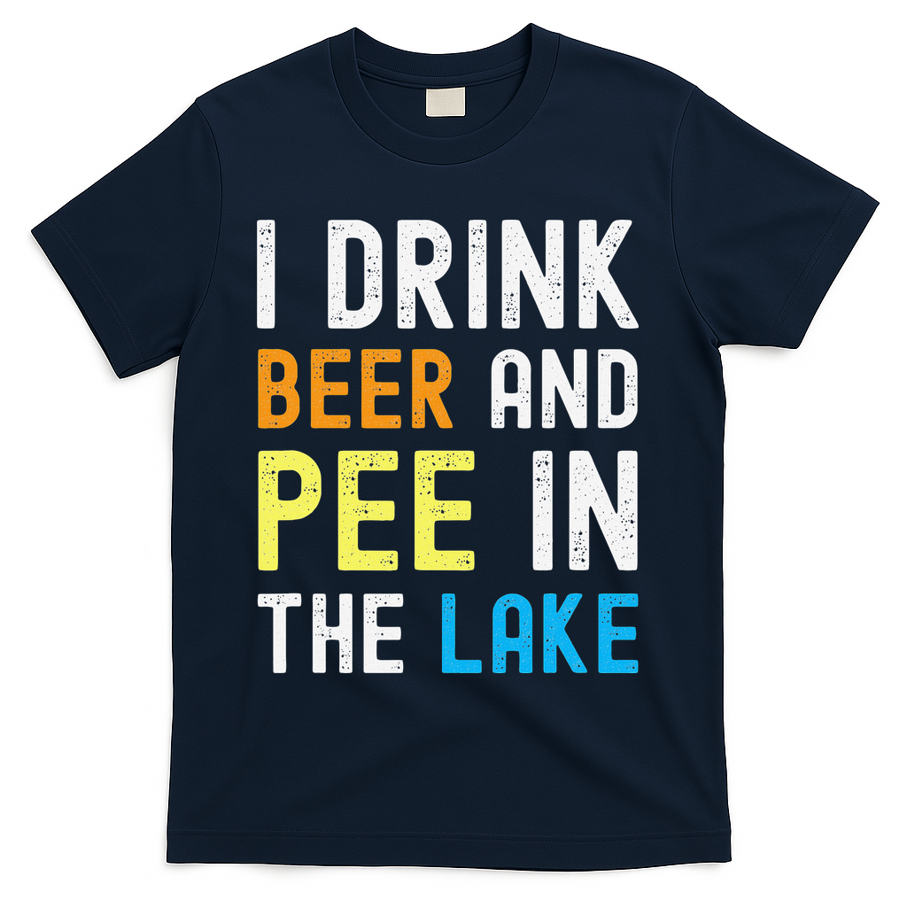 I Drink Beer I Pee In The Lake Funny Summer Vacation T-Shirt - Navy