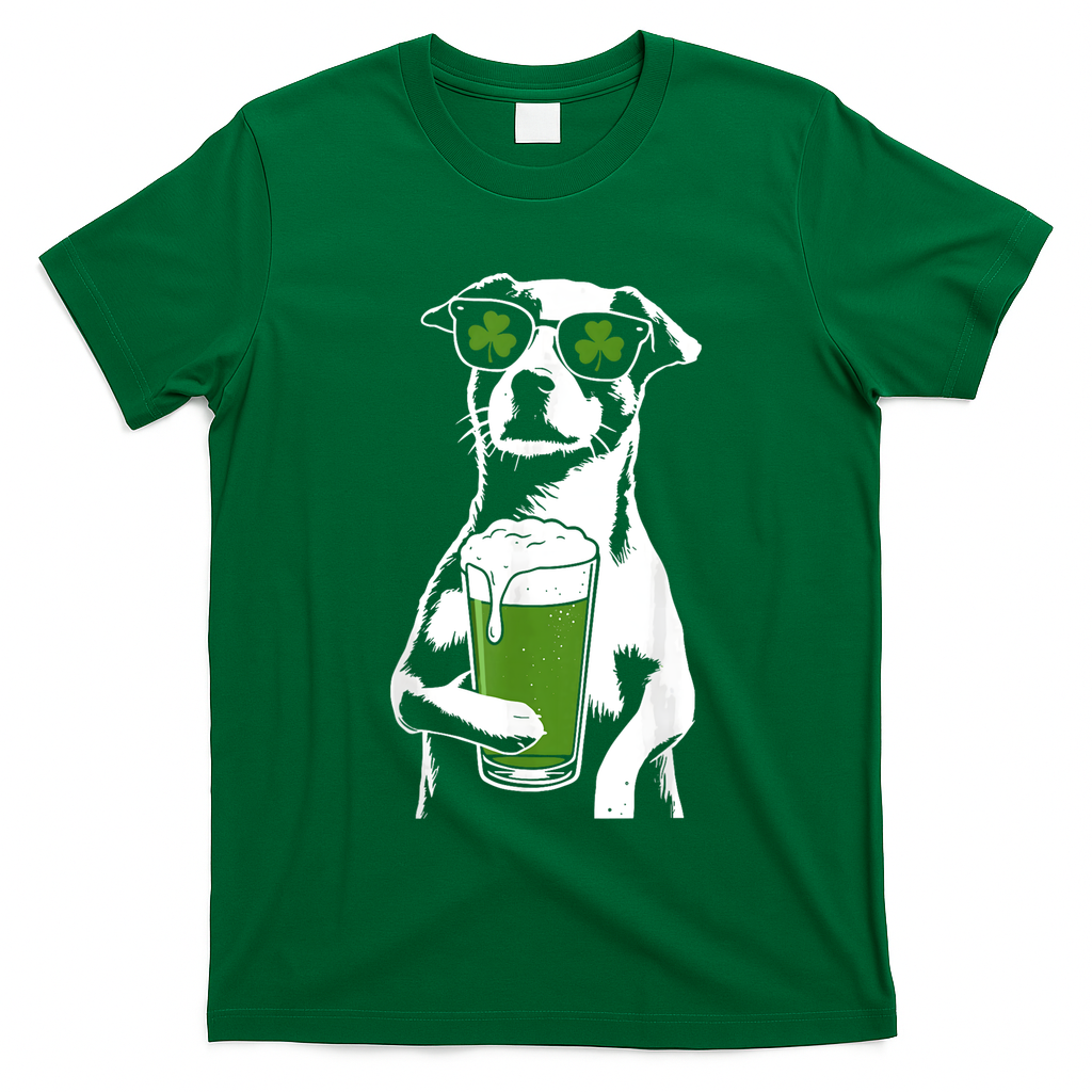 Irish Dog Drinking Beer T-Shirt