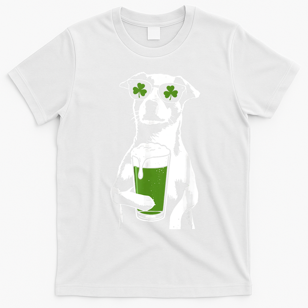 Irish Dog Drinking Beer T-Shirt - White