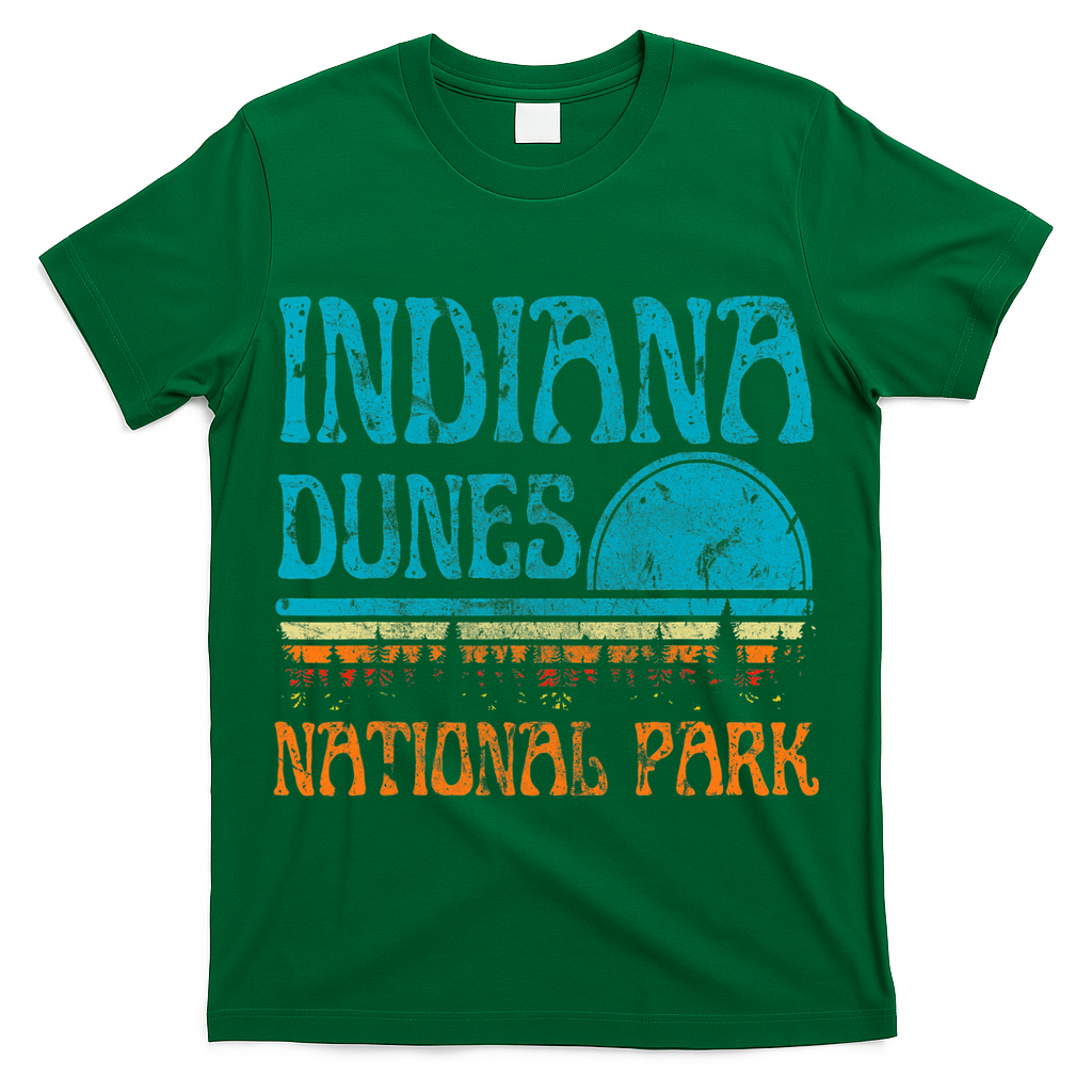 Indiana Dunes National Park Lake Michigan Retro Sunset T-Shirt