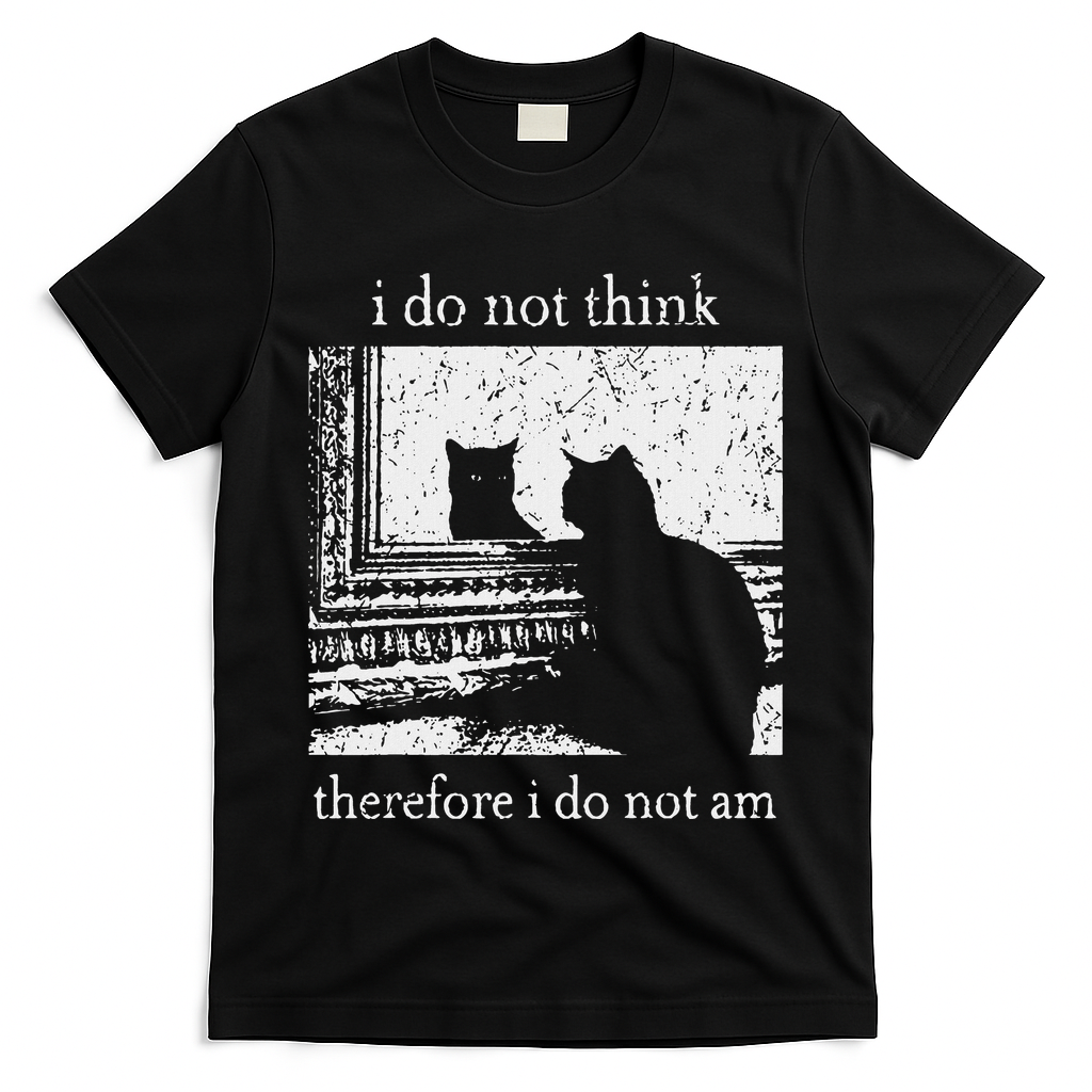 I Do Not Think Therefore I Do Not Am Cat Meme T-Shirt