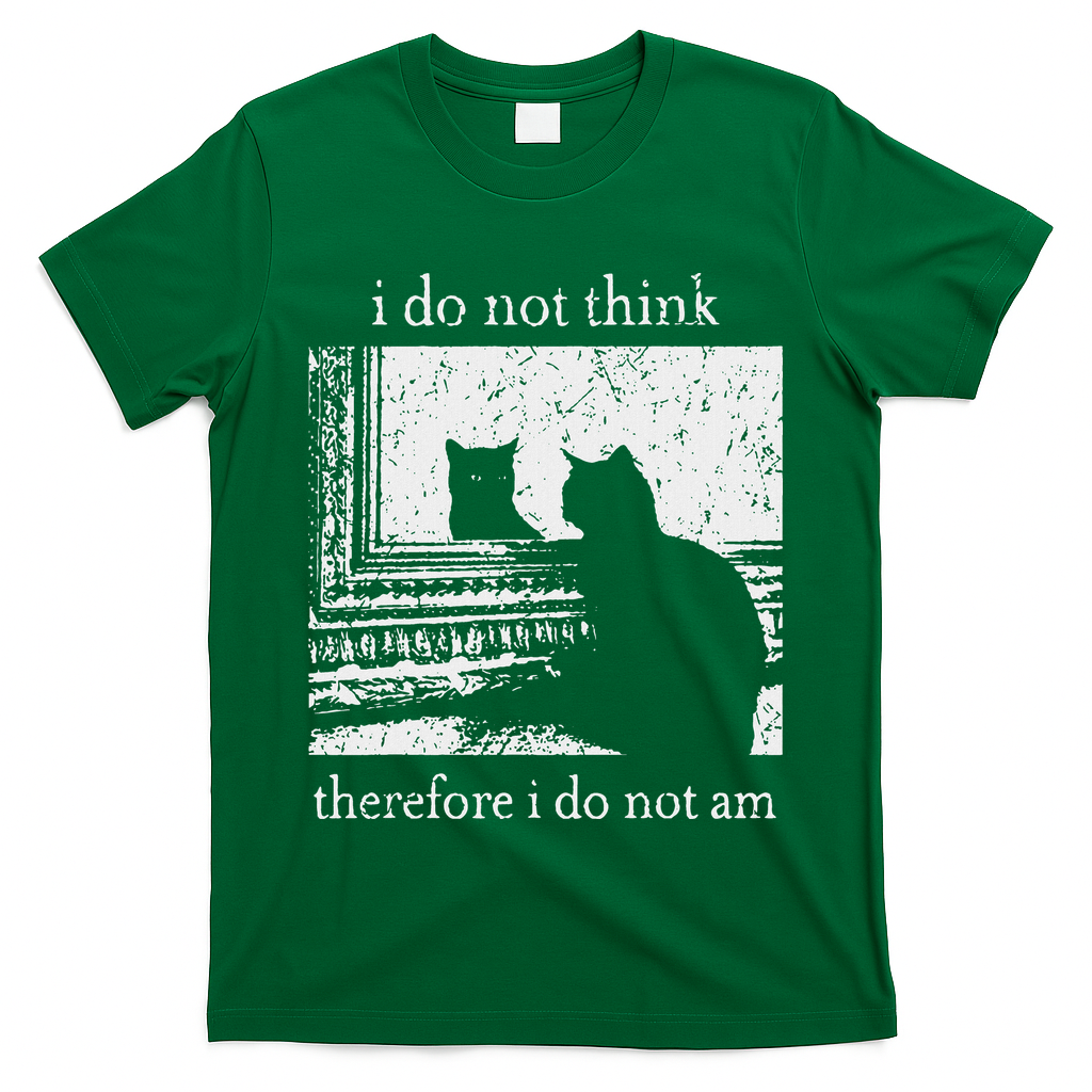 I Do Not Think Therefore I Do Not Am Cat Meme T-Shirt