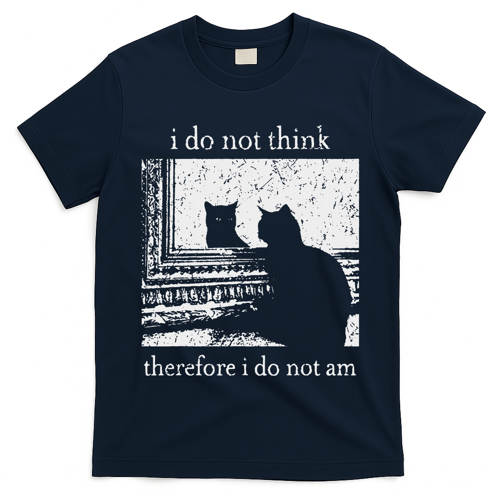 I Do Not Think Therefore I Do Not Am Cat Meme T-Shirt