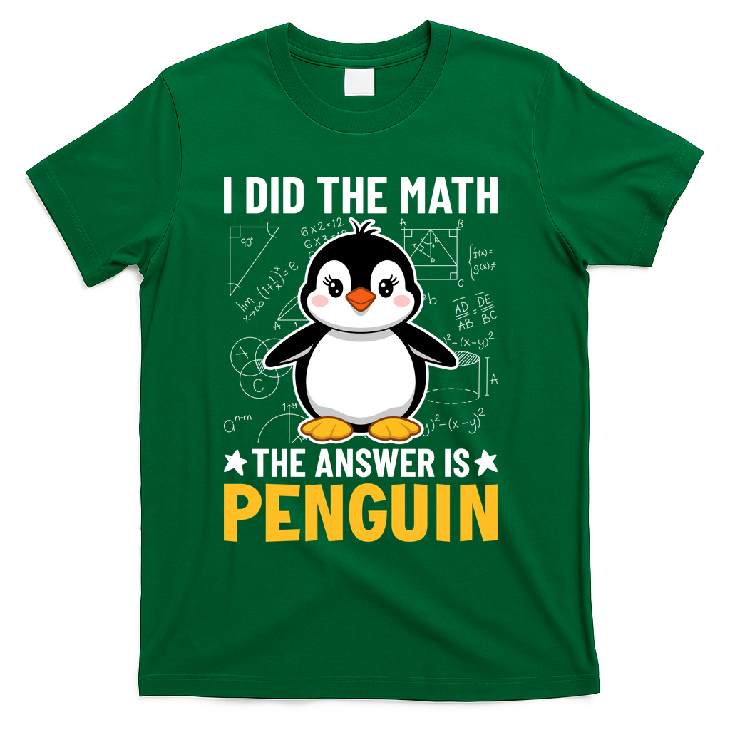 I Did The Math The Answer Is Penguin Lover Funny T-Shirt - Green