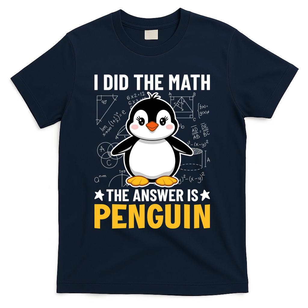 I Did The Math The Answer Is Penguin Lover Funny T-Shirt - Navy