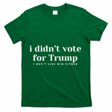 I Didn’T Vote Trump Anti Trump Travel Americans Abroad T-Shirt - Green