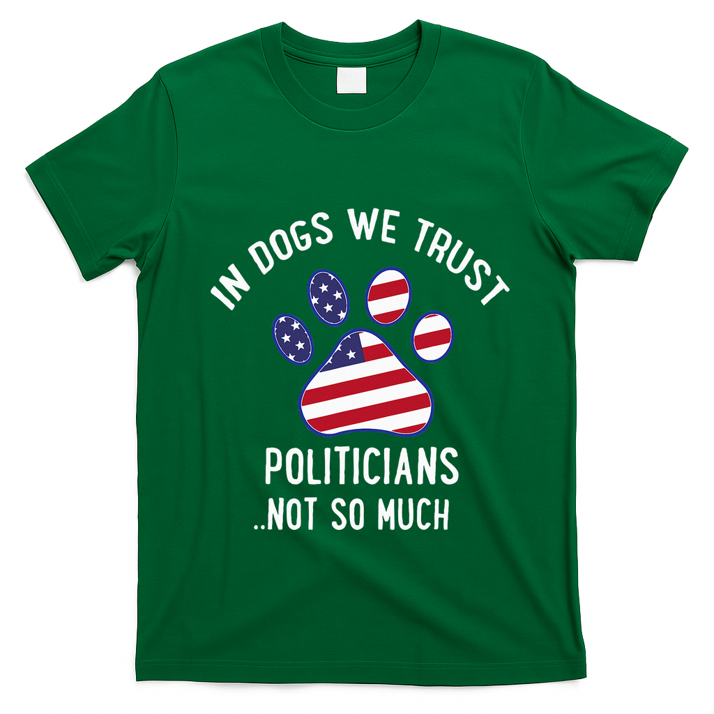 In Dogs We Trust Politicians Not So Much T-Shirt - Irish Green