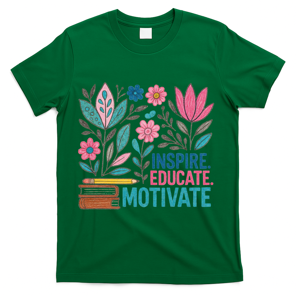 Inspire Educate Motivate Education Back To School  T-Shirt - Green