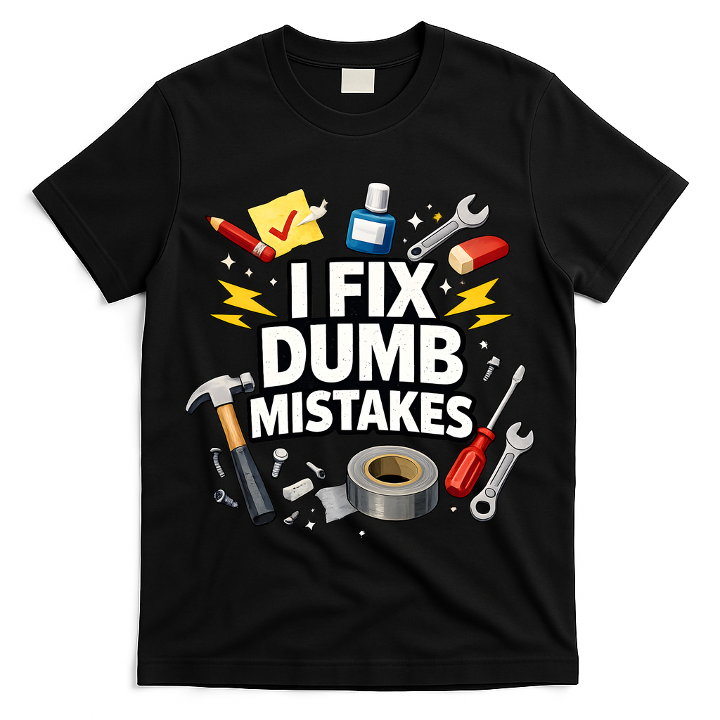I Fix Dumb Mistakes Funny Handyman Graphic T-Shirt