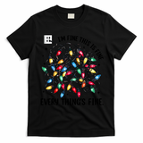 I’M Fine Everything Is Fine Tangled Christmas Lights T-Shirt - Black