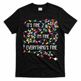 ItS Fine IM Fine Everything Is Fine Christmas Lights Xmas T-Shirt - Black