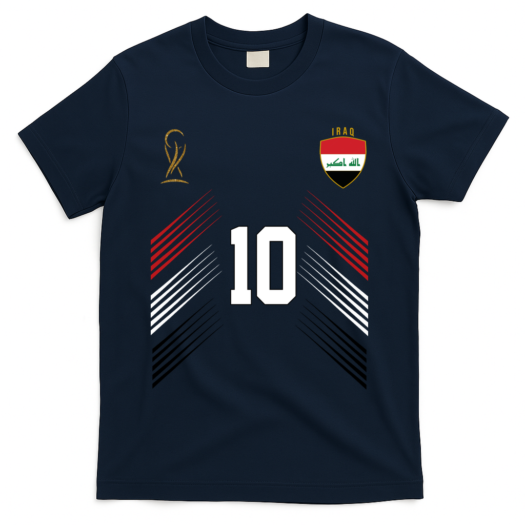 Iraq Flag Iraqi Soccer Jersey Pride Fan Gear T-Shirt - Navy