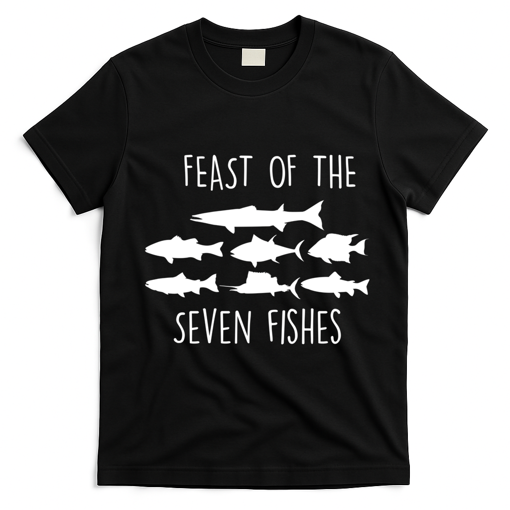 Italy Feast Of The Seven Fishes Italian Christmas Eve Gift T-Shirt - Black