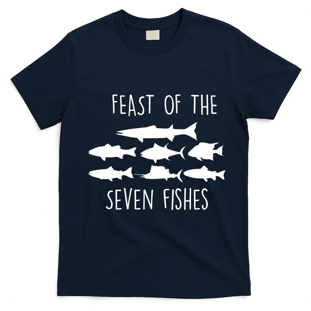 Italy Feast Of The Seven Fishes Italian Christmas Eve Gift T-Shirt - Navy Blue