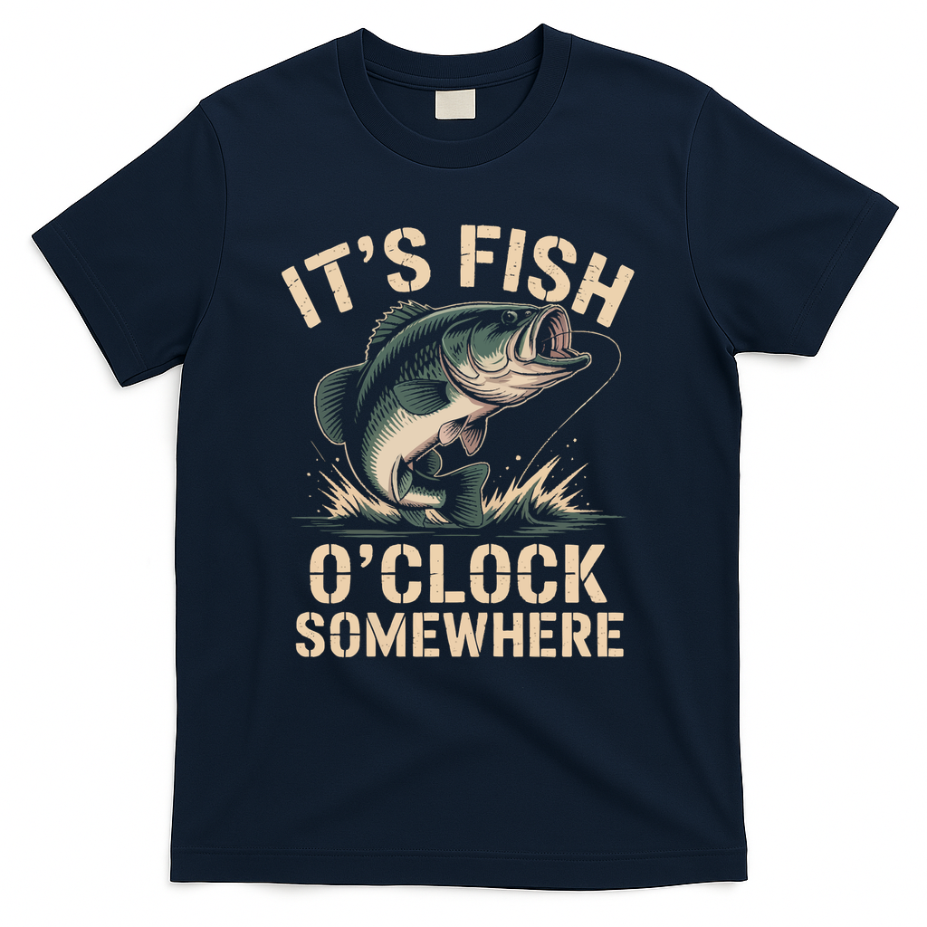 It's Fish O'Clock Somewhere T-Shirt - Navy