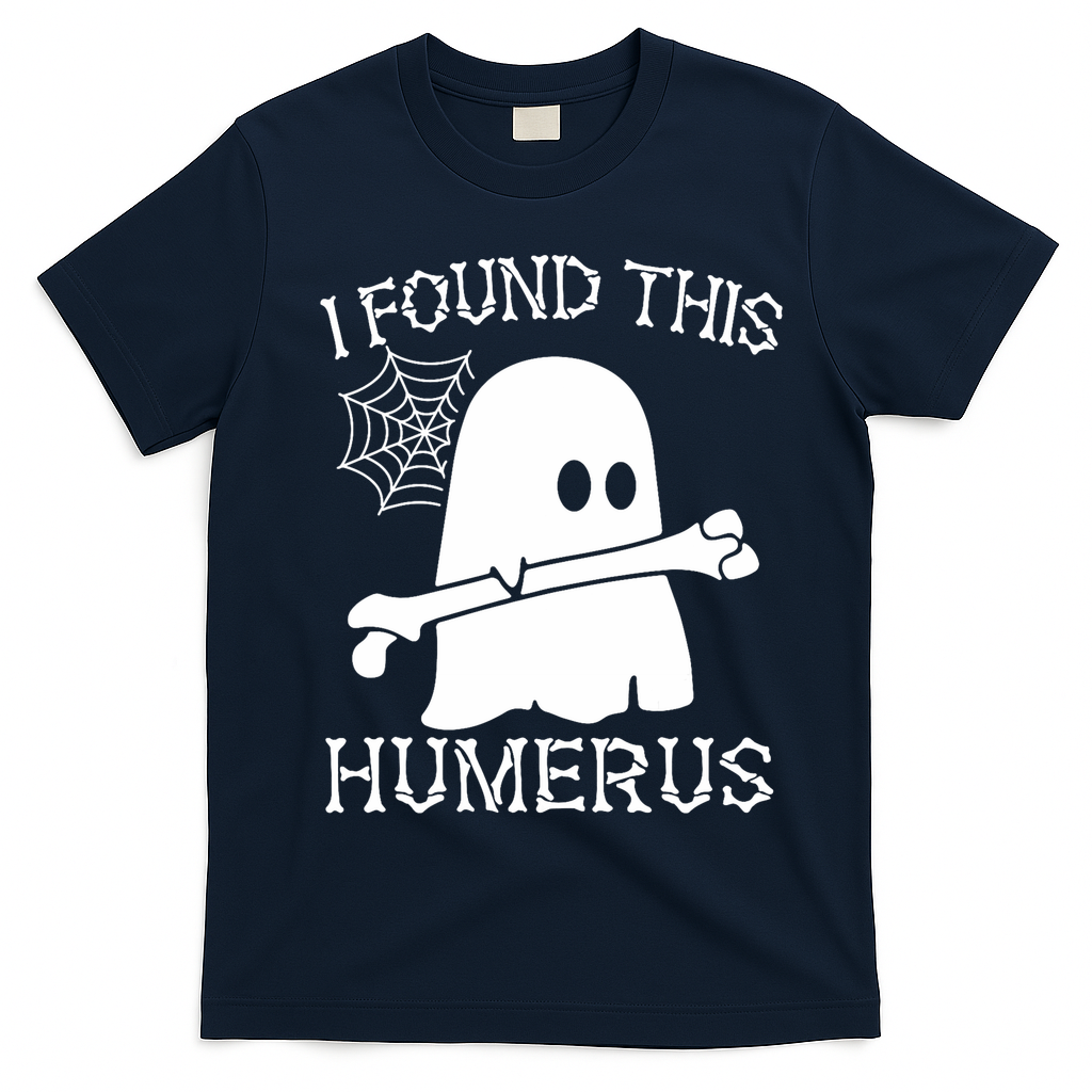 I Found This Humerus Halloween Ghost Humorous Saying Funny T-Shirt - Navy Blue